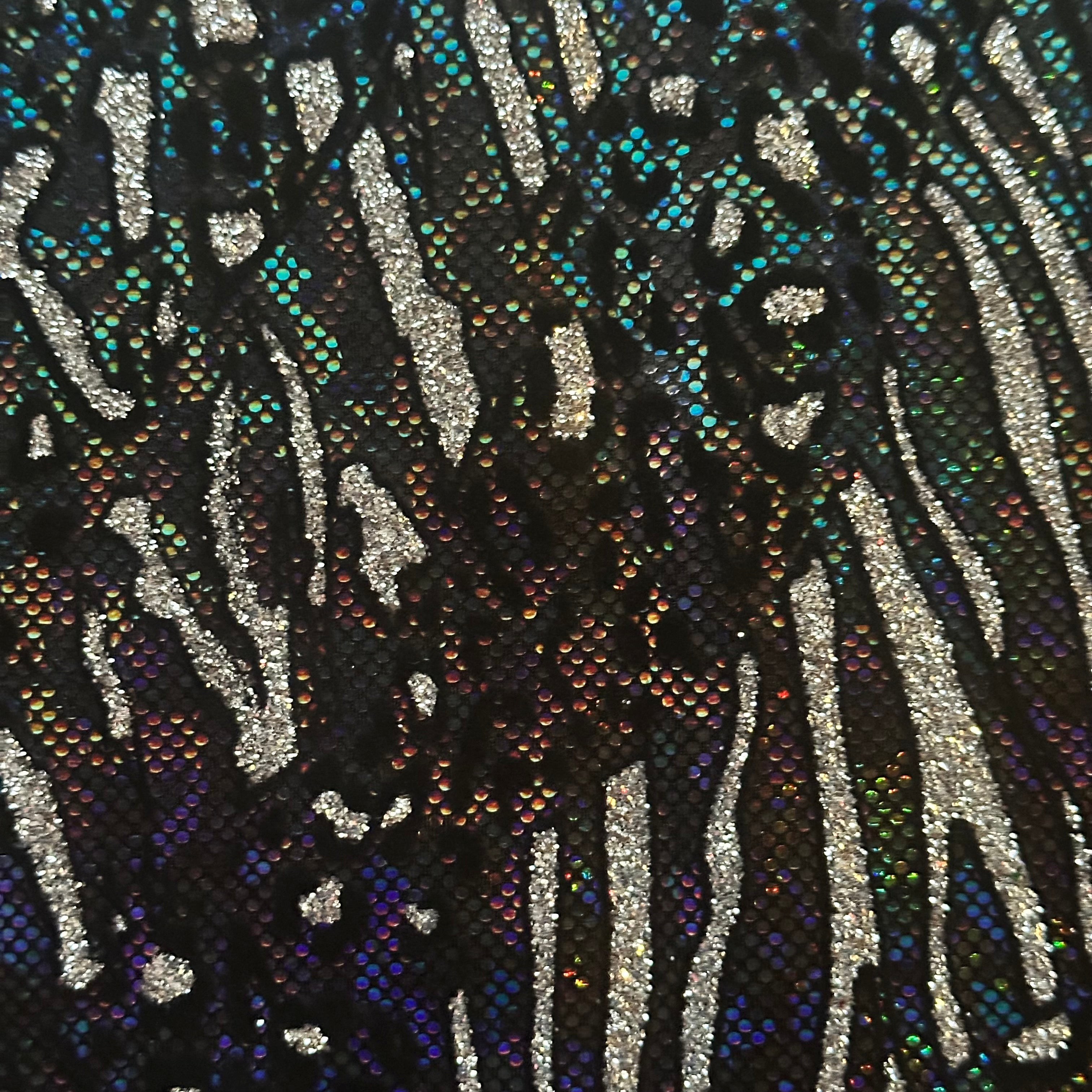 Cheetah Metallic Flocking Hologram Glitter Fabric in Nylon Spandex | Spandex Palace-6