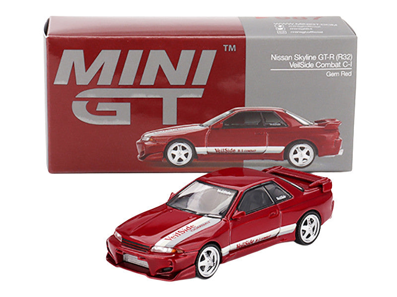 Nissan Skyline GT-R (R32) RHD (Right Hand Drive) "Veilside Combat C-I" Gem Red Metallic Limited Edition 1/64 Diecast Model Car by Mini GT-2