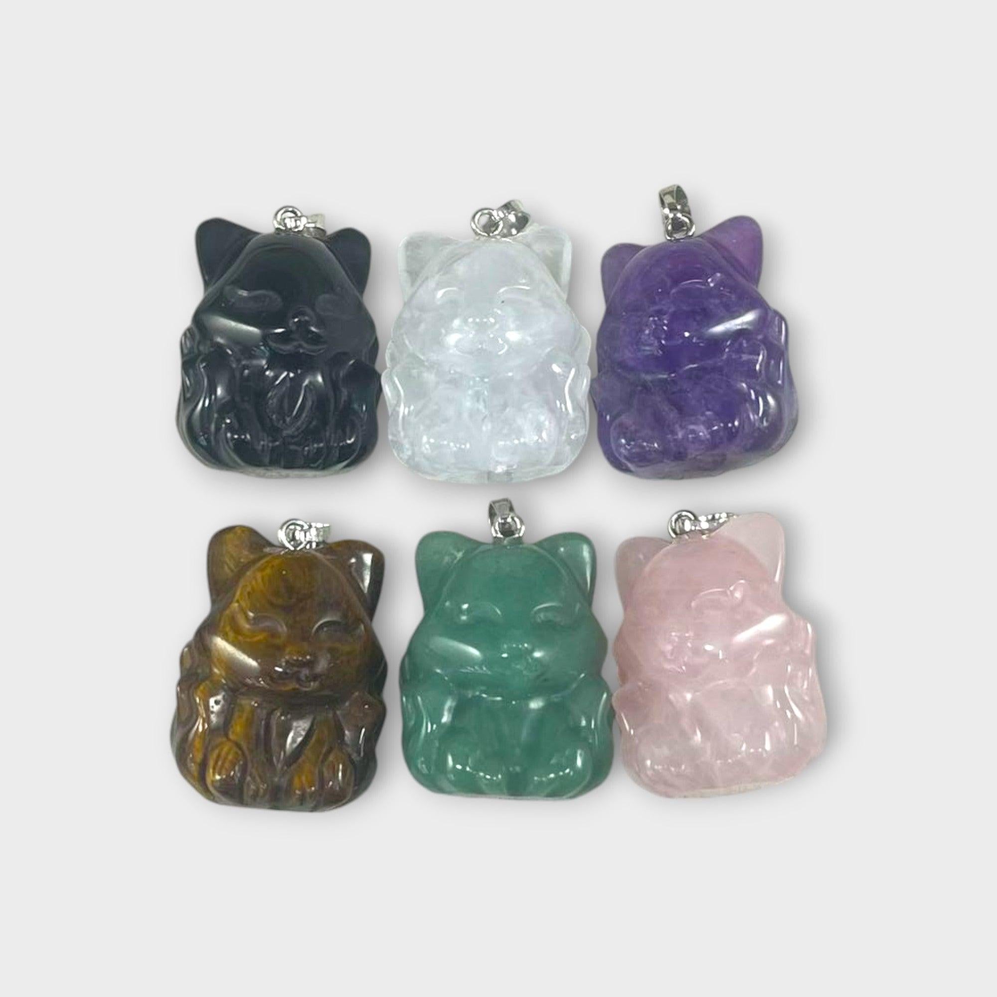 9 Tail Fox, Gemstone Pendants, 23x31mm (1pc)-0